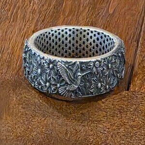 Sterling Silver Hummingbird Band Ring, size 5